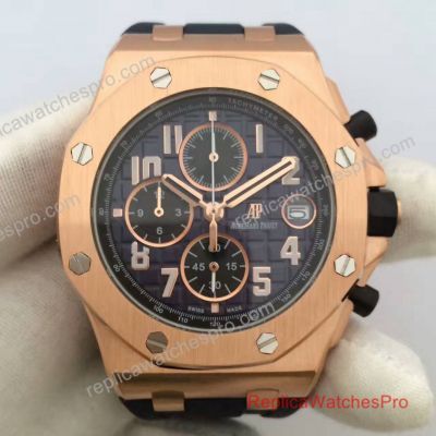 Replica Audemars Piguet Royal Oak Offshore Rose Gold Watch Black Chronograph